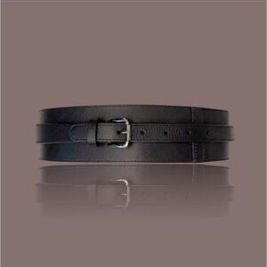 🆕💕Cummerbund Style Double Wrap Leather Belt • BLACK • XS • NWOT